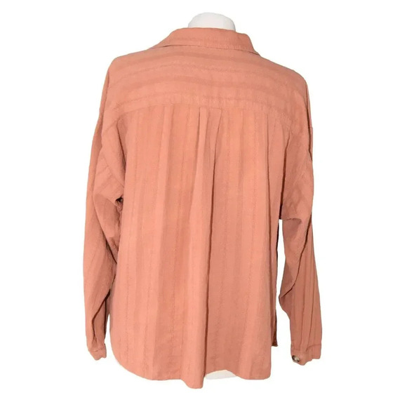 LOFT Terracota Embroidered Boho Long Sleeve Buttoned Blouse Gauzy M - Picture 5 of 9